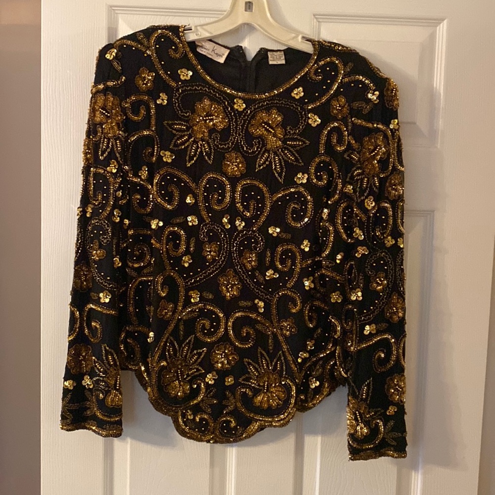 Black and gold sequin top